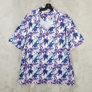 7 Diamonds Shirt Mens 2XL Palm Trees 4 Way Stretch Golf Polo Performance Wicking